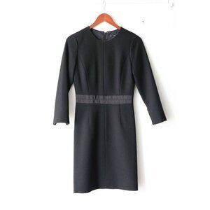 J. Crew Women's Size 2 XS Black Dress 3/4  Zip Sleeve Crepe Wool Mini Dress